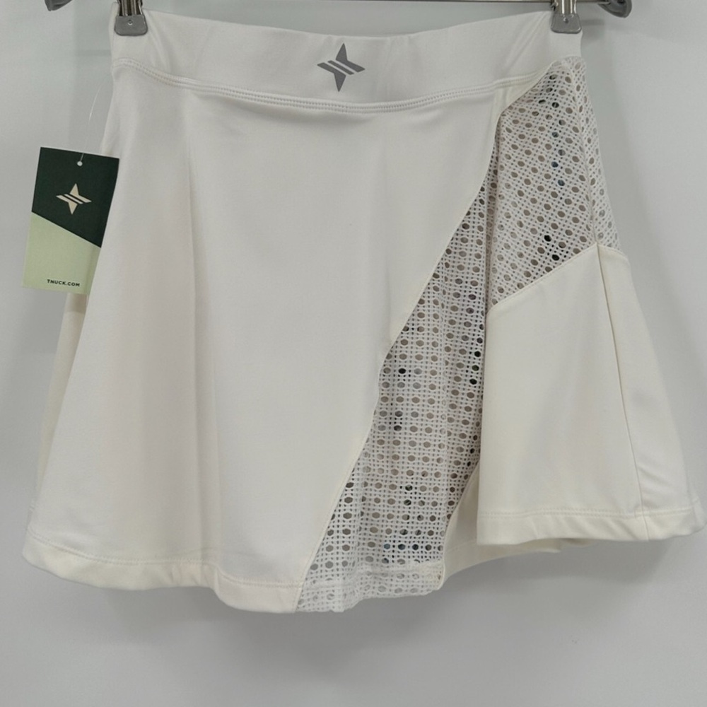 Tuckernuck White Gray Asymmetrical Wrap Mini Skirt